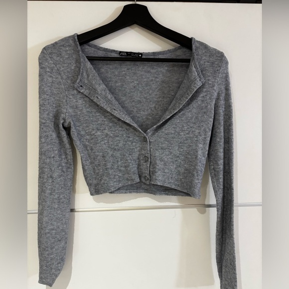 Zara Heather Gray Knit Top small - Picture 1 of 3